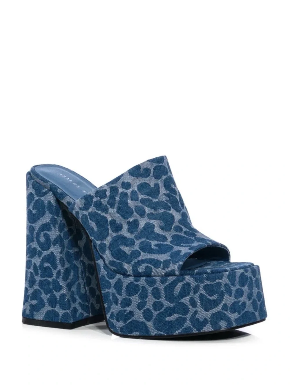 Azalea Wang Denim Leopard Platform Mule - Blue
